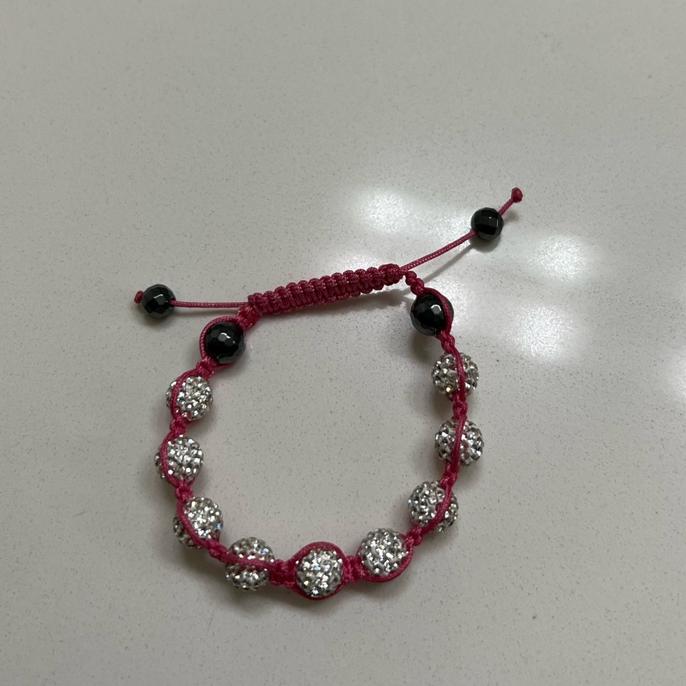 Shamballa bracelet pink and sliver